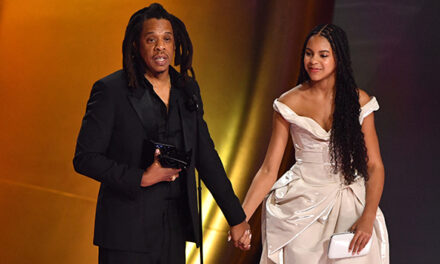 Blue Ivy Stuns in White Dress as She Joins Dad Jay-Z On Stage For Grammys Speech