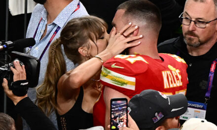 Taylor Swift Passionately Kisses Travis Kelce on the Field After Super Bowl LVIII Victory