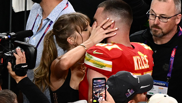 Taylor Swift Passionately Kisses Travis Kelce on the Field After Super Bowl LVIII Victory