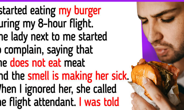 I’m Harassed by the Vegetarian Lady Next to Me for Eating a Burger on the Plane