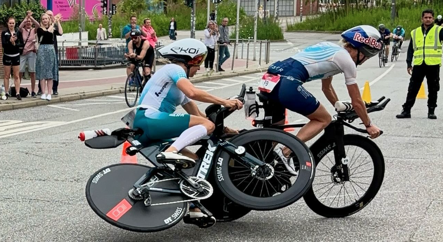 [VIDEO] Els Visser miraculously escapes hard crash Ironman Hamburg