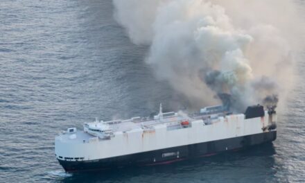 An abandoned ship full of EVs is burning in the Pacific 