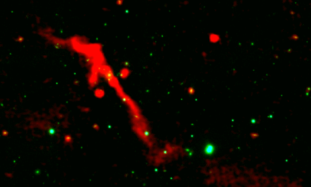 Black hole space volcano erupts after 100 million year nap