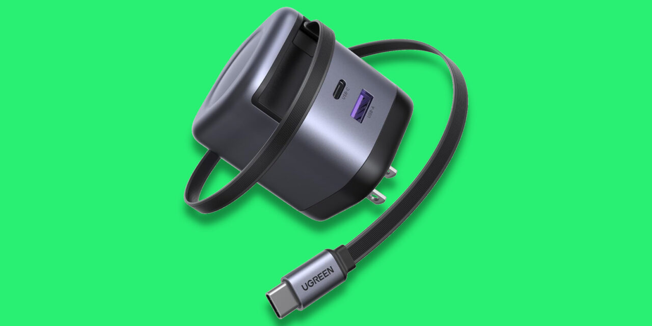 Save 30% on Ugreen’s fast USB-C charger with retractable cable