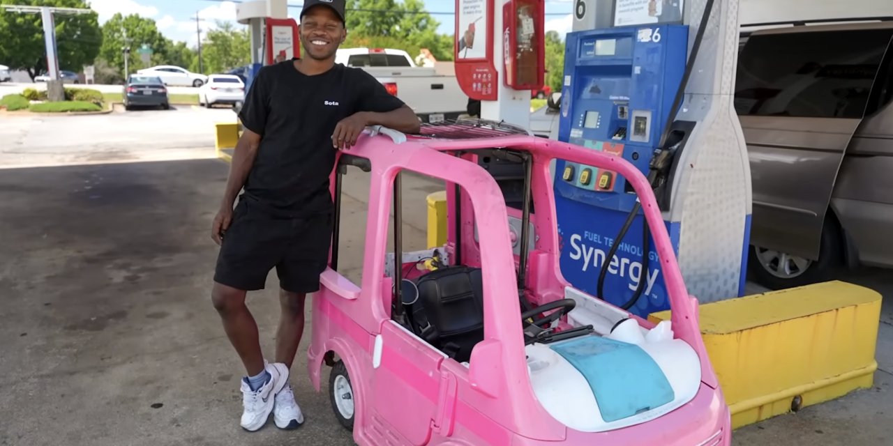 Handyman adapts Barbie Dream Camper to handle soaring gas prices