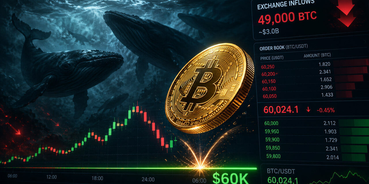 Bitcoin whales send 49,000 BTC to exchanges as $60K rebound shows signs of weakness