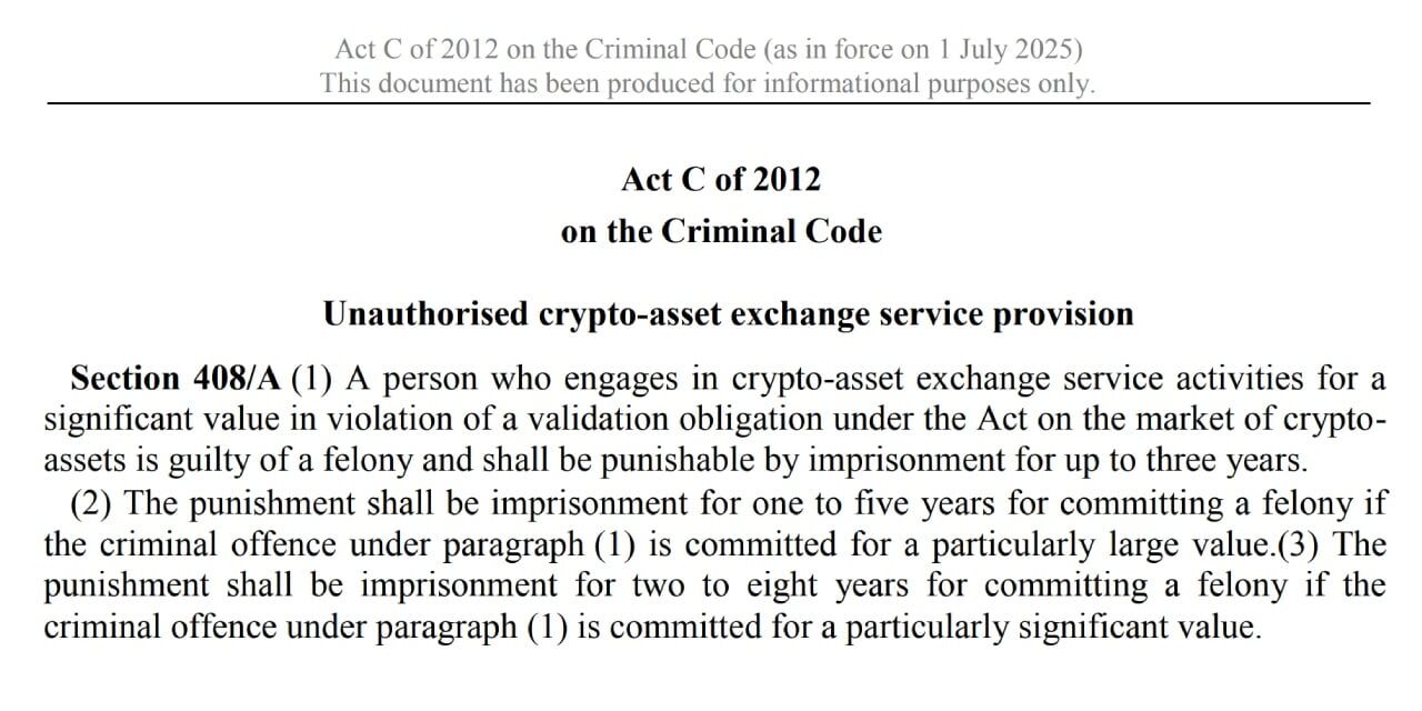 Hungary Repeals Strict Crypto Rules to Align With EU MiCA Framework