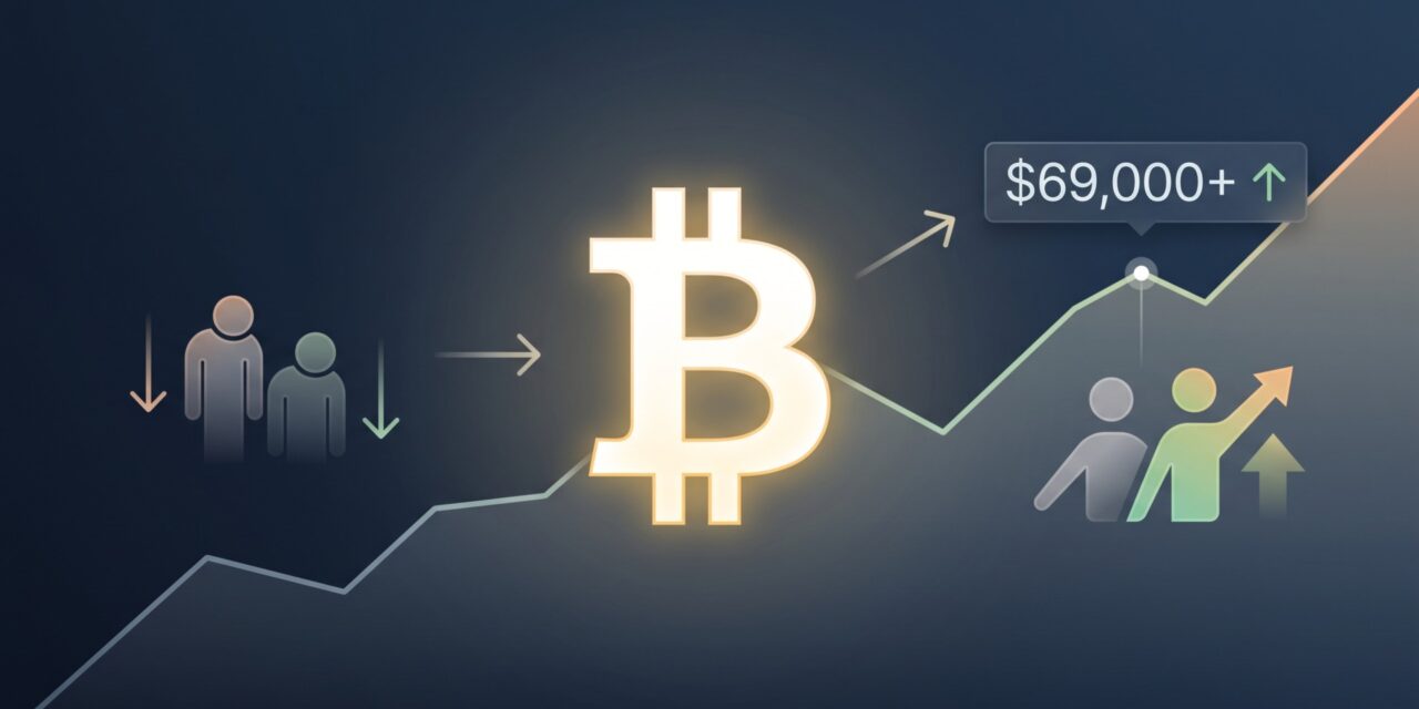 Bitcoin Surges Past $69K as Traders Flip From Bearish to 50/50