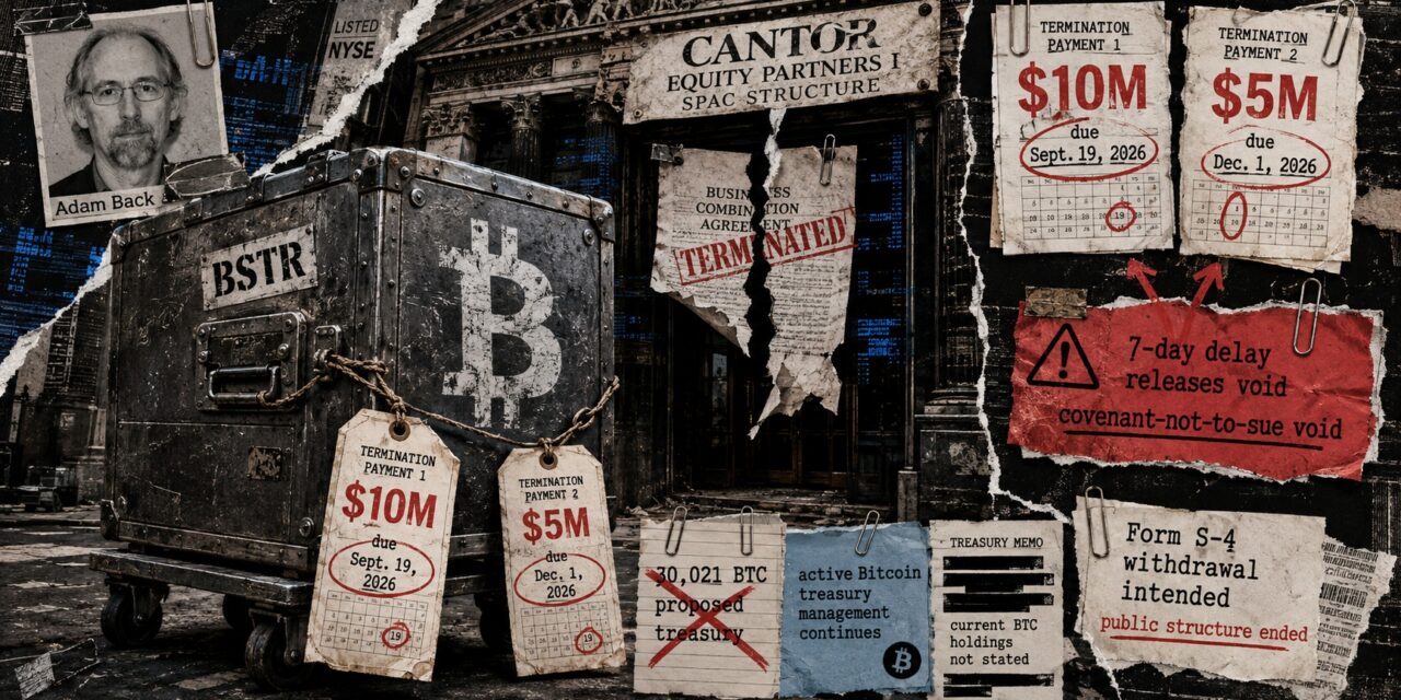 Adam Back’s Bitcoin treasury deal died, but its $15M obligation did not