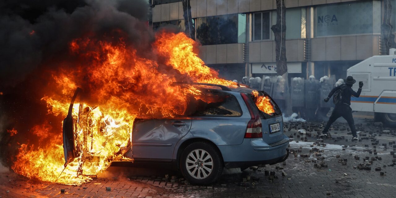 Violent protesters clash with Albanian police for 8th straight day as riots engulf France, Europe